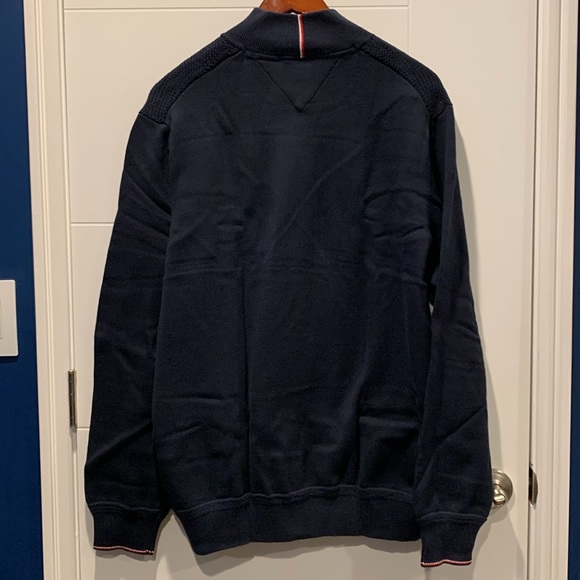 Tommy Hilfiger Flag Logo Zip Knit Sweater in Navy XXL - Picture 6 of 7